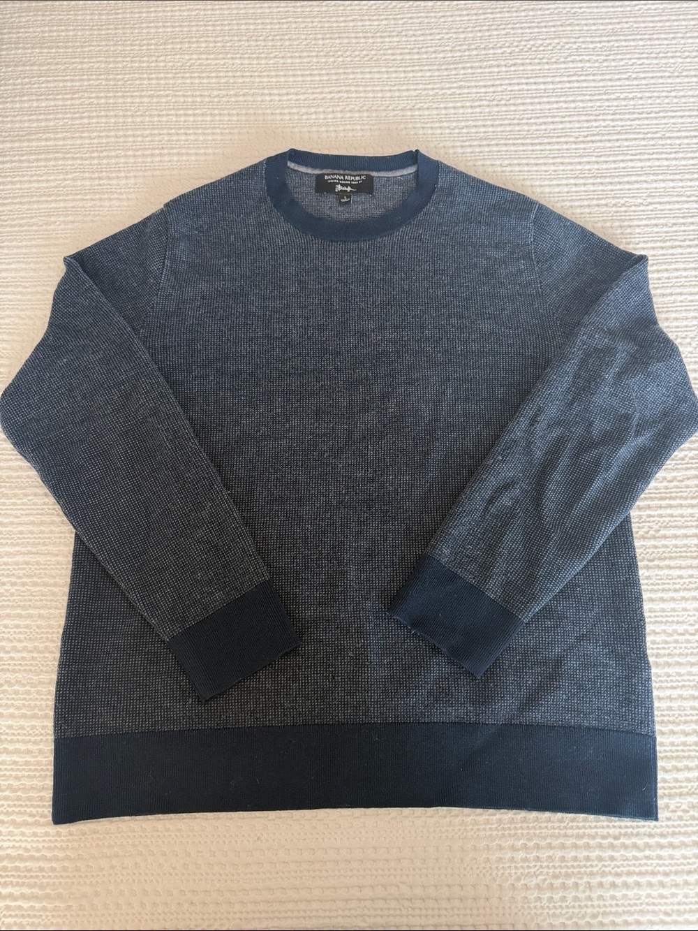 Banana Republic Men's Two-Tone Navy Crewneck Sweater